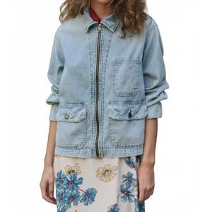 NEW THE GREAT. women's the zip front chore jacket in dakota wash